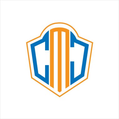 CMJ abstract monogram shield logo design on white background. CMJ creative initials letter logo.	