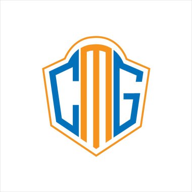 CMG abstract monogram shield logo design on white background. CMG creative initials letter logo.	