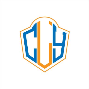 CLY abstract monogram shield logo design on white background. CLY creative initials letter logo.	