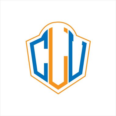 CLU abstract monogram shield logo design on white background. CLU creative initials letter logo.	