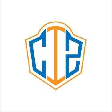 CIZ abstract monogram shield logo design on white background. CIZ creative initials letter logo.	