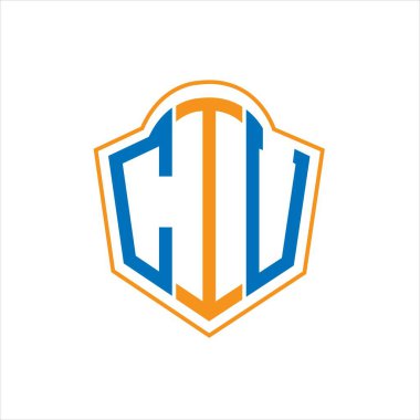 CIU abstract monogram shield logo design on white background. CIU creative initials letter logo.	
