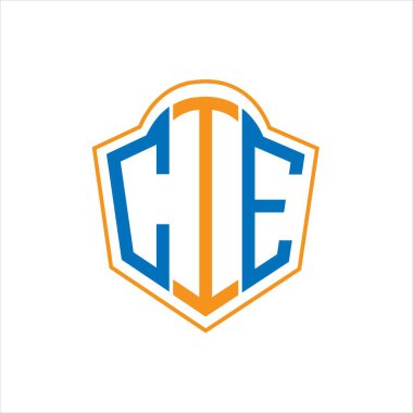 CIE abstract monogram shield logo design on white background. CIE creative initials letter logo.	