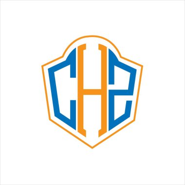 CHZ abstract monogram shield logo design on white background. CHZ creative initials letter logo.	