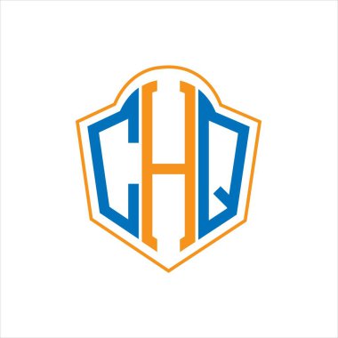 CHQ abstract monogram shield logo design on white background. CHQ creative initials letter logo.	