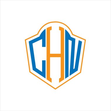 CHN abstract monogram shield logo design on white background. CHN creative initials letter logo.	