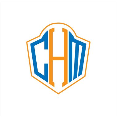 CHM abstract monogram shield logo design on white background. CHM creative initials letter logo.	