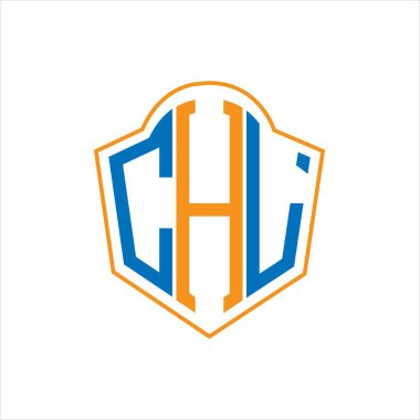 CHL abstract monogram shield logo design on white background. CHL creative initials letter logo.	