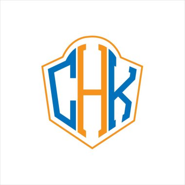 CHK abstract monogram shield logo design on white background. CHK creative initials letter logo.	