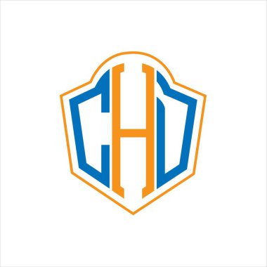 CHD abstract monogram shield logo design on white background. CHD creative initials letter logo.	