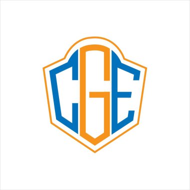 CGE abstract monogram shield logo design on white background. CGE creative initials letter logo.	