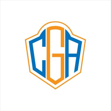 CGA abstract monogram shield logo design on white background. CGA creative initials letter logo.	