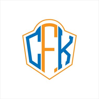CFK abstract monogram shield logo design on white background. CFK creative initials letter logo.	