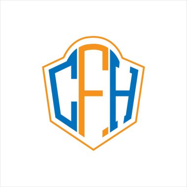 CFH abstract monogram shield logo design on white background. CFH creative initials letter logo.	