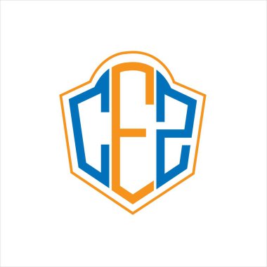 CEZ abstract monogram shield logo design on white background. CEZ creative initials letter logo.	