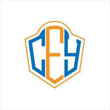 CEY abstract monogram shield logo design on white background. CEY creative initials letter logo.	