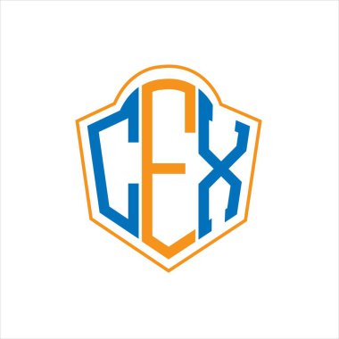 CEX abstract monogram shield logo design on white background. CEX creative initials letter logo.	