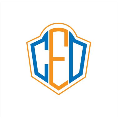 CEO abstract monogram shield logo design on white background. CEO creative initials letter logo.	