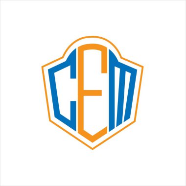 CEM abstract monogram shield logo design on white background. CEM creative initials letter logo.	