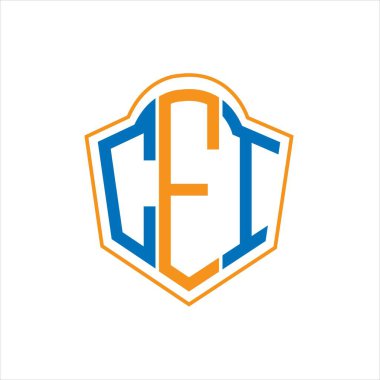 CEI abstract monogram shield logo design on white background. CEI creative initials letter logo.	
