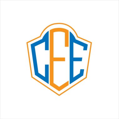 CEE abstract monogram shield logo design on white background. CEE creative initials letter logo.	