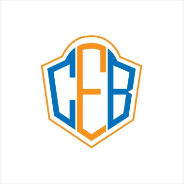 CEB abstract monogram shield logo design on white background. CEB creative initials letter logo.	