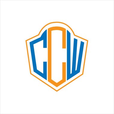 CCW abstract monogram shield logo design on white background. CCW creative initials letter logo.	