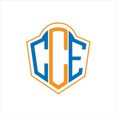 CCE abstract monogram shield logo design on white background. CCE creative initials letter logo.	