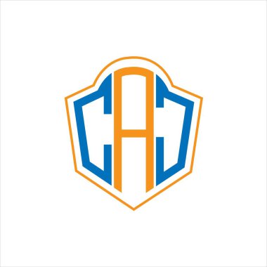 CAJ abstract monogram shield logo design on white background. CAJ creative initials letter logo.	