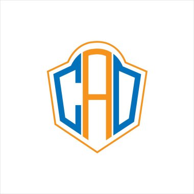 CAO abstract monogram shield logo design on white background. CAO creative initials letter logo.	