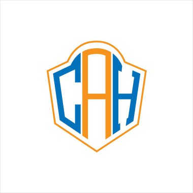 CAH abstract monogram shield logo design on white background. CAH creative initials letter logo.	