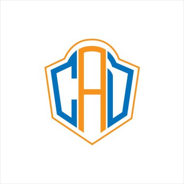 CAD abstract monogram shield logo design on white background. CAD creative initials letter logo.	