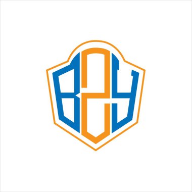 BZY abstract monogram shield logo design on white background. BZY creative initials letter logo.	