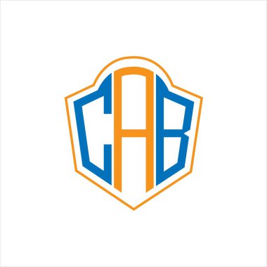 CAB abstract monogram shield logo design on white background. CAB creative initials letter logo.	