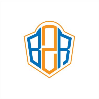 BZR abstract monogram shield logo design on white background. BZR creative initials letter logo.	