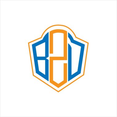 BZD abstract monogram shield logo design on white background. BZD creative initials letter logo.	