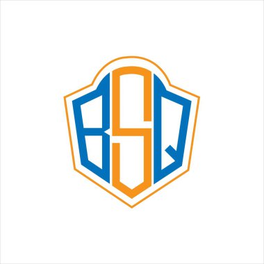 BSQ abstract monogram shield logo design on white background. BSQ creative initials letter logo.	
