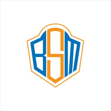 BSM abstract monogram shield logo design on white background. BSM creative initials letter logo.	