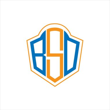 BSO abstract monogram shield logo design on white background. BSO creative initials letter logo.	