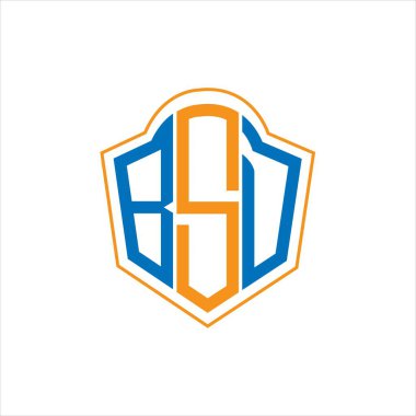 BSD abstract monogram shield logo design on white background. BSD creative initials letter logo.	