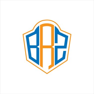 BRZ abstract monogram shield logo design on white background. BRZ creative initials letter logo.	
