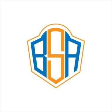 BSA abstract monogram shield logo design on white background. BSA creative initials letter logo.	