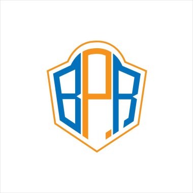 BPR abstract monogram shield logo design on white background. BPR creative initials letter logo.	