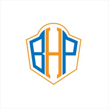 BHP abstract monogram shield logo design on white background. BHP creative initials letter logo.	
