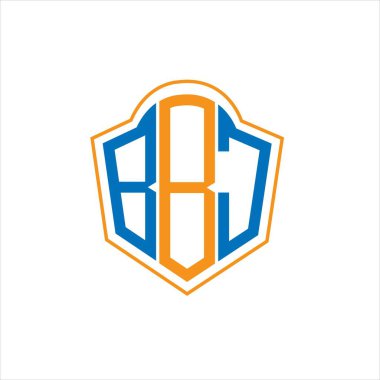 BBJ abstract monogram shield logo design on white background. BBJ creative initials letter logo.	