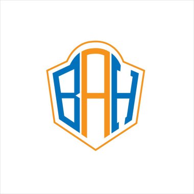 BAH abstract monogram shield logo design on white background. BAH creative initials letter logo.	