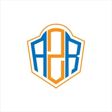 AZR abstract monogram shield logo design on white background. AZR creative initials letter logo.	