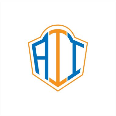 AII abstract monogram shield logo design on white background. AII creative initials letter logo.	