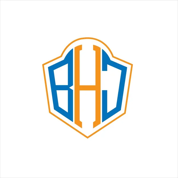 stock vector BHJ abstract monogram shield logo design on white background. BHJ creative initials letter logo.	