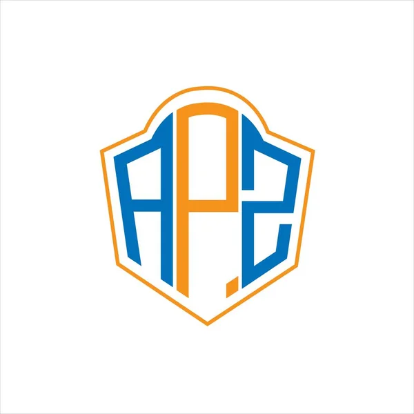 Apz Abstract Monogram Shield Logo Design White Background Apz Creative — Διανυσματικό Αρχείο